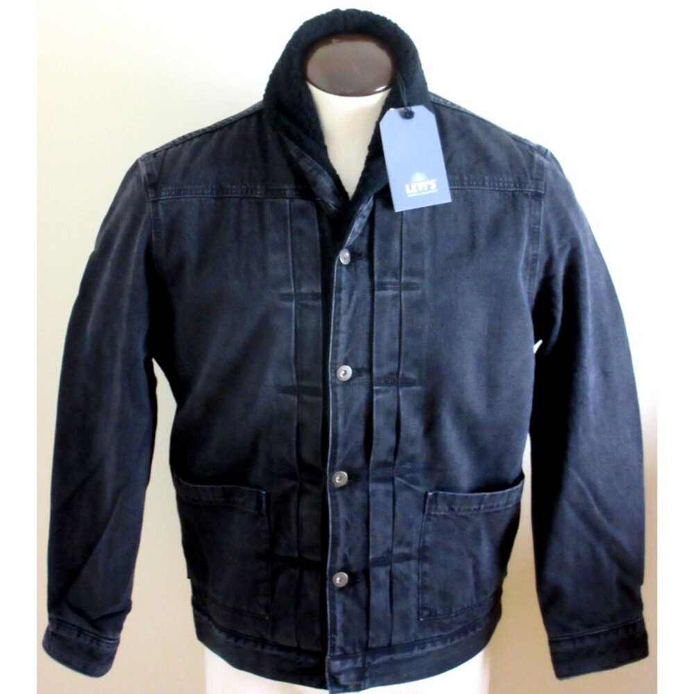 Levi's Made & Crafted Men's Type 2 Black denim Sherpa lined Trucker Jacket NWT